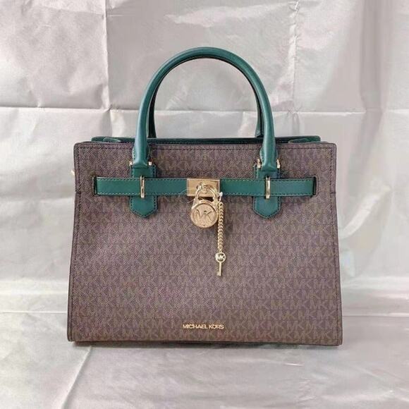 Michael Kors 35F1GHMS2B Hamilton Medium Racing Green Satchel Crossbody Handbag - Picture 1 of 5